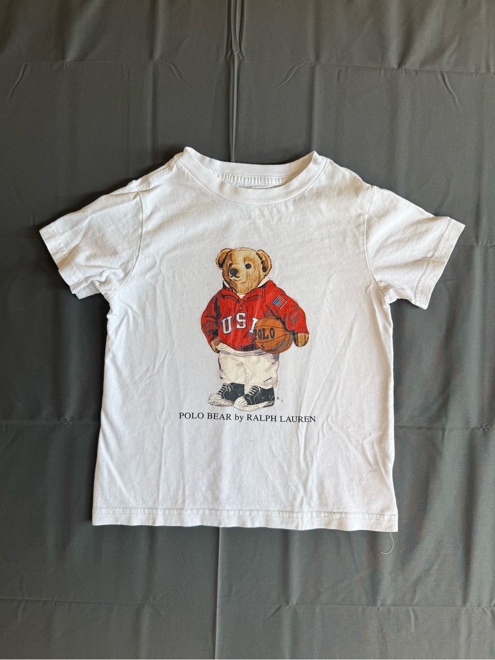 Polo by Ralph Lauren White Tee with Red Polo Bear Graphic
